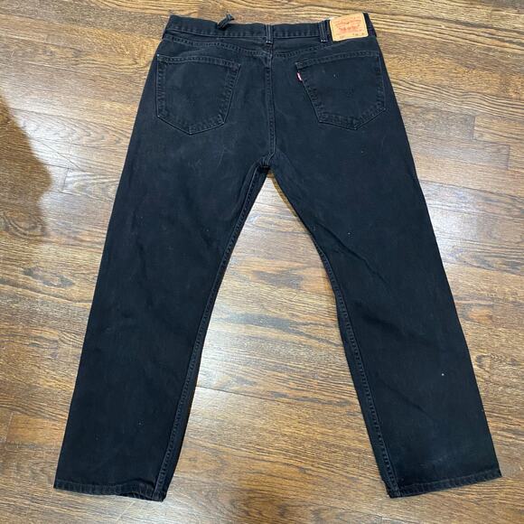 Levi's 505 Black Denim Jeans 38 X 30 Straight Leg Regular Fit High Rise Waist - Picture 3 of 8